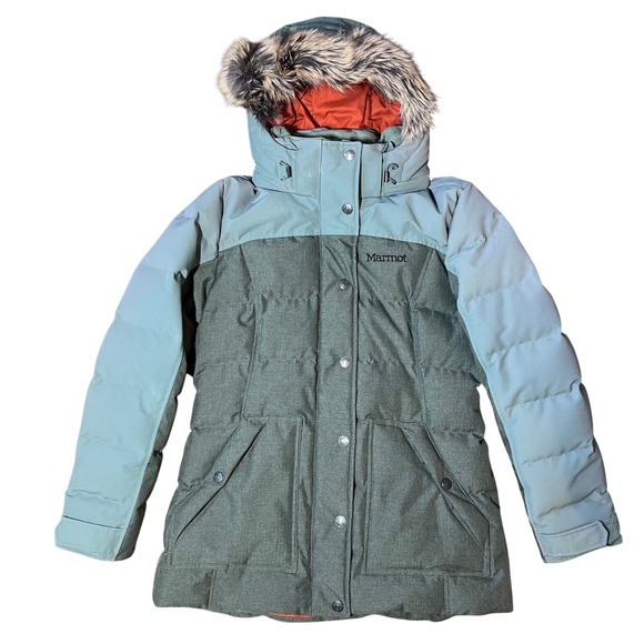Marmot Womens Southgate Down Jacket 700 Fill Quilted in Sea Fog Size Medium EUC - Picture 1 of 16